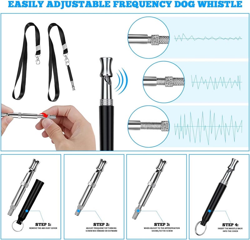 BADAO 2 PCS Dog Whistles,Professional Recall Dog Training Whistle with Lanyard,Adjustable Ultrasonic Silent Dog Recall Whistles,Dog Whistle to Stop Barking Neighbors Dog,Dog Barking Stopper (Black+Black) - Image 4